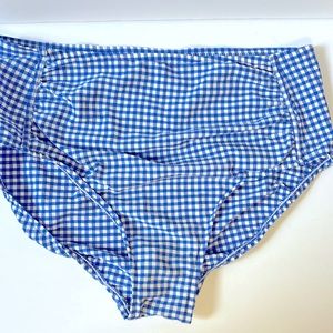 Talbots Gingham Bikini Bottom Sz 12 Blue & White Gingham Check High Waisted